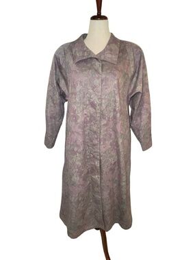Vintage 80s London Fog Floral Print Trench Coat Made‎ in USA Size 8P
